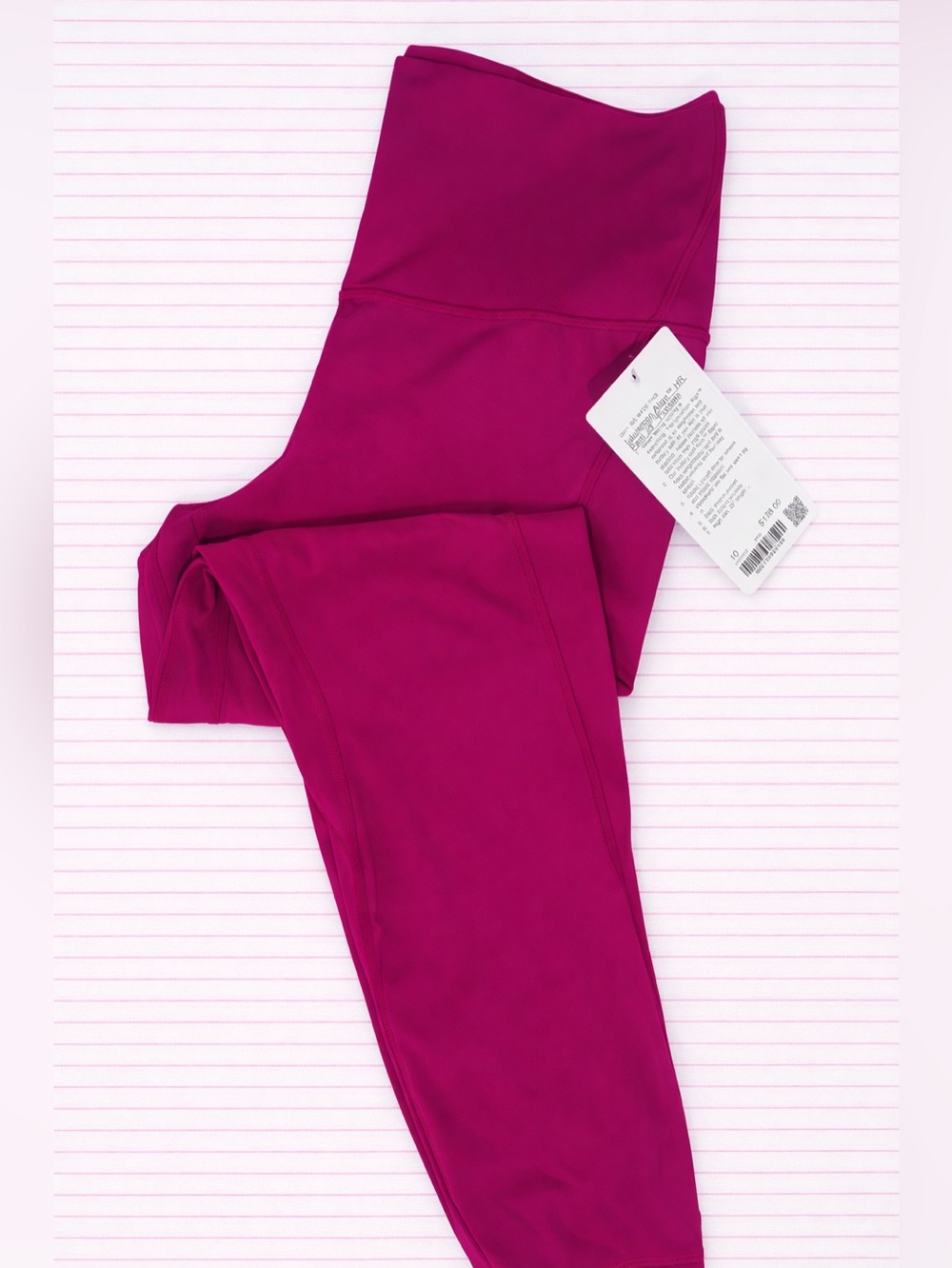 Lulumon Women”s' Magenta Active Leggings retail price $128 brand new with tags .